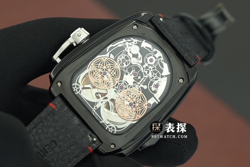Czech Leopard collectible watches black disk double tourbillon strap models back actual photo