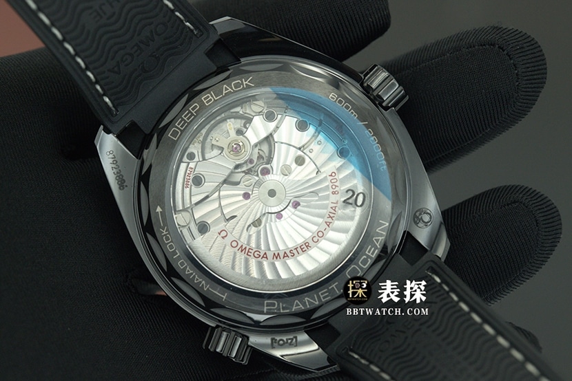 VS Factory Omega Seamaster Watch Black Dial Rubber Strap Model 215.92.46.22.01.001 Real Back Photo