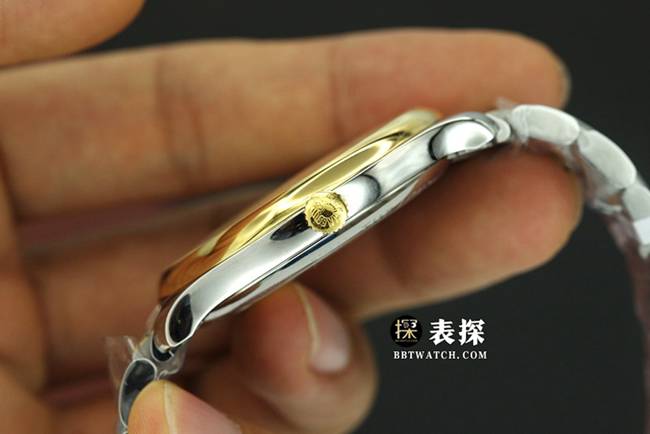 KY factory Longines men's watchmaking traditional top-tier watch gold plate steel bracelet model L2.793.5.37.7side live photo