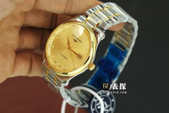 KY factory Longines men's watchmaking traditional top-tier watch gold plate steel bracelet model L2.793.5.37.7front live photo