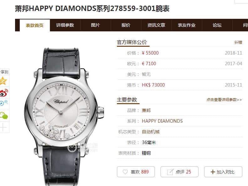 YFChopard Happy Diamond 278559-3001 watch authenticity comparison evaluation price chart