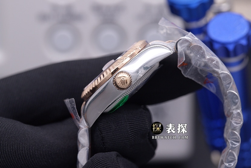 EW FactoryDatejustRolex1:1replica watch black dial gold steel bracelet model m126231-0019side live photo
