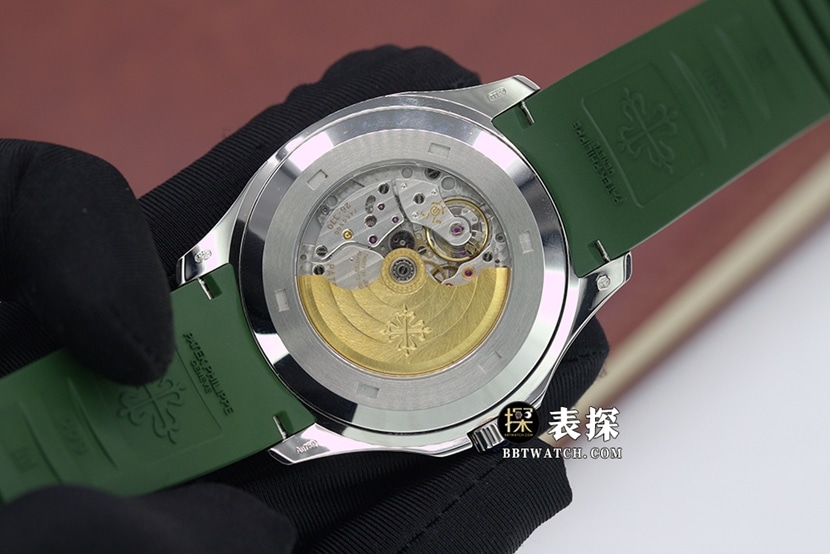 3K FactoryAQUANAUTPatek Philippe1:1replica watch khaki green embossed plate rubber model 5168G-010caseback live photo