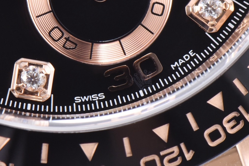 C factory DaytonaRolex1:1replica watch black dialrose gold rubber model m116515ln-0057front live photo