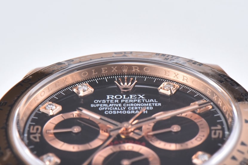C factory DaytonaRolex1:1replica watch black dial full rose goldsteel bracelet model m116505-0015front live photo