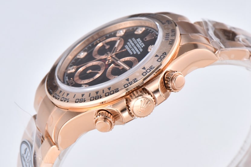 C factory DaytonaRolex1:1replica watch black dial full rose goldsteel bracelet model m116505-0015front live photo
