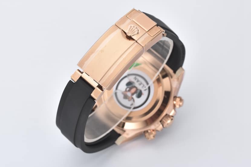 Factory C DaytonaRolex1:1replica watch sunlit gold plate rose gold rubber model m116515ln-0061braceletlive photos