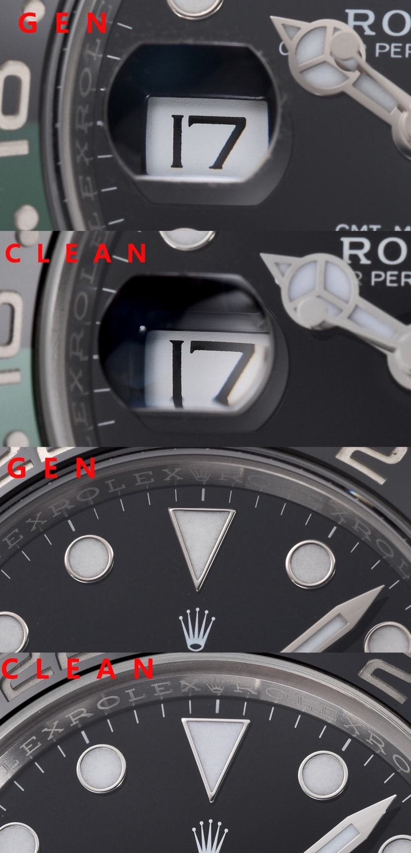 Rolex ceiling watch, GMT-Master type II watch, front comparison picture