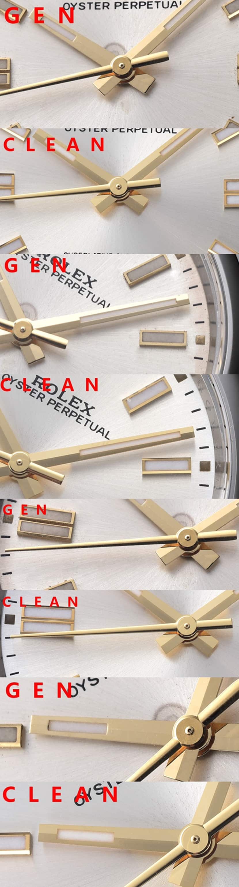 Rolex1:1replica. Oyster Perpetual watch, front comparison picture