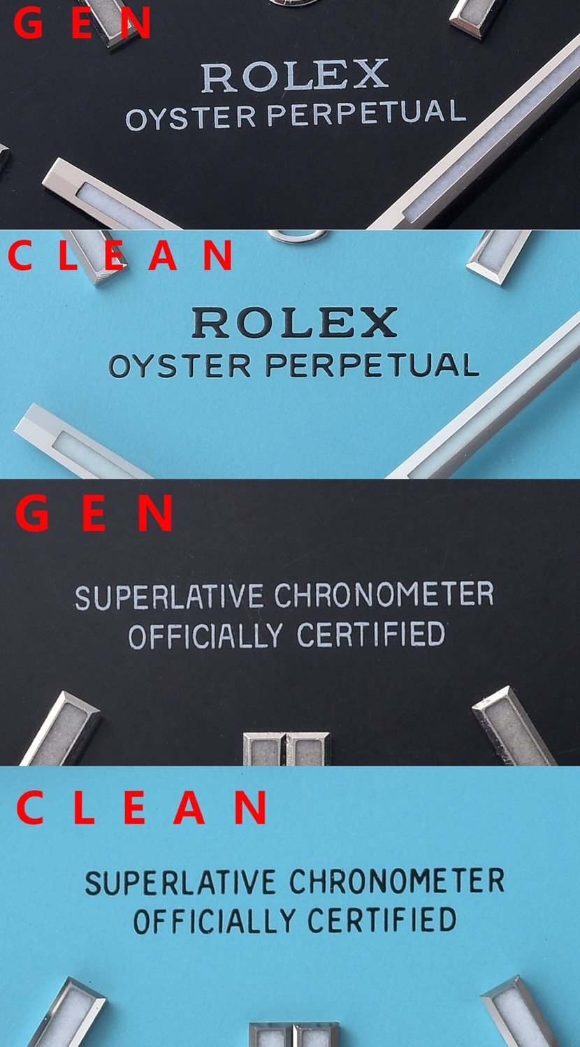 Rolex watch, c Oyster Perpetual watch, front comparison picture