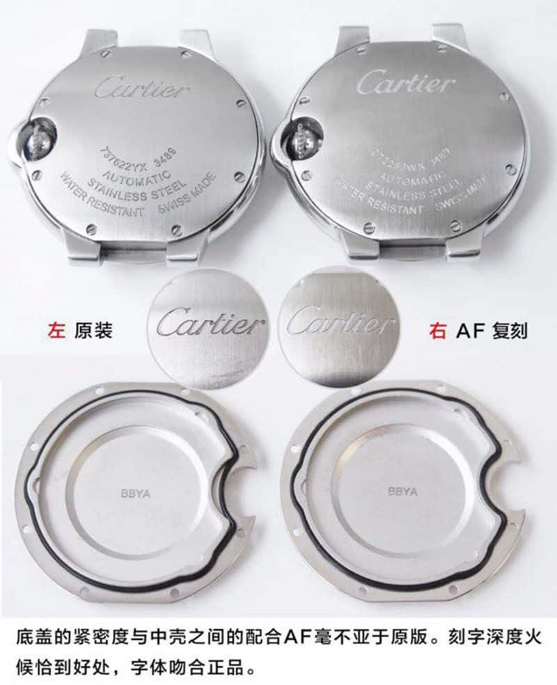 AFCartier blue balloon 33 diameter pink W6920100 replicaladies' watch real and fake comparison review detail shots