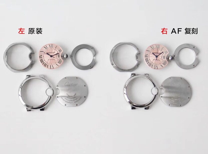 Cartier ceiling watch, af blue balloon watch, front comparison picture