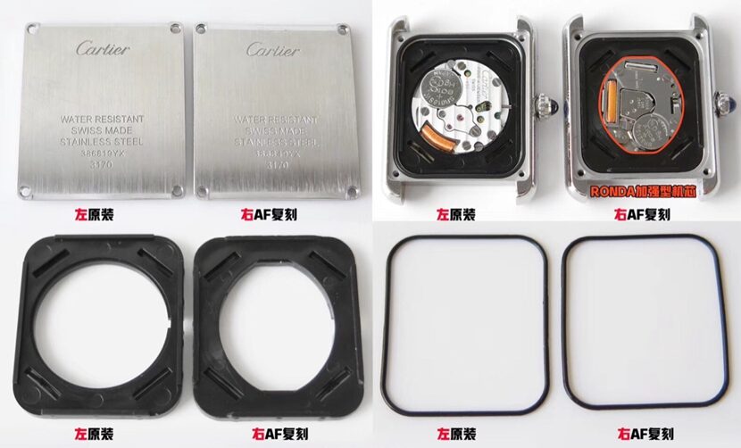 AF Factory Tank Cartier collectible watches W5200005 compared to the authentic review of the back comparison chart