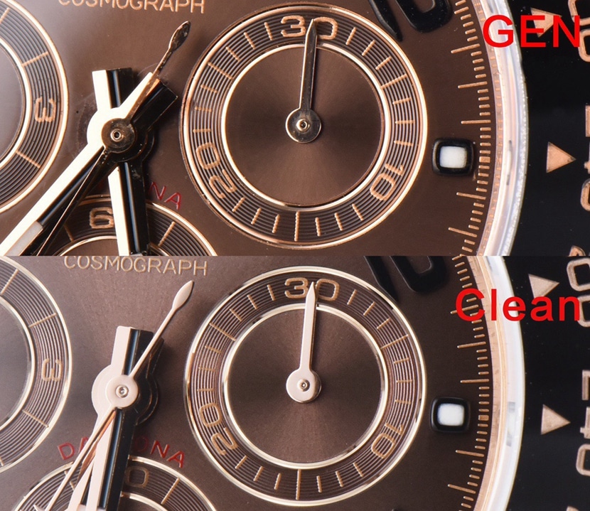Rolex ceiling, Daytonareplica watch, front comparison picture