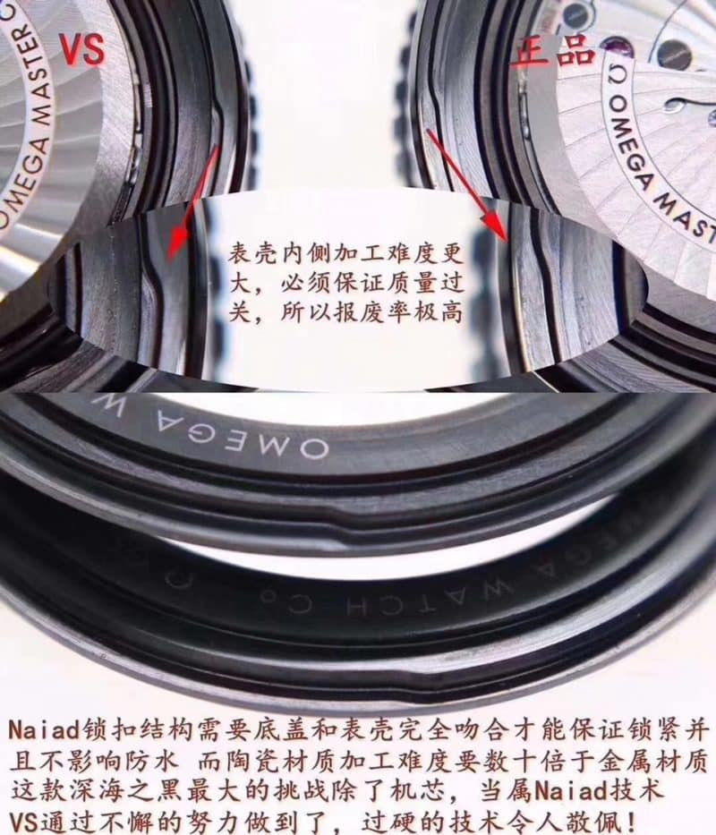 OmegaSeamaster series 215.92.46.22.01.001 watch deep sea black GMT genuine and fake comparison evaluation detail shots