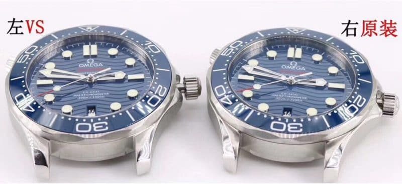 VSOmegaSeamaster 300m comparison OEM evaluation (details comparison) front view