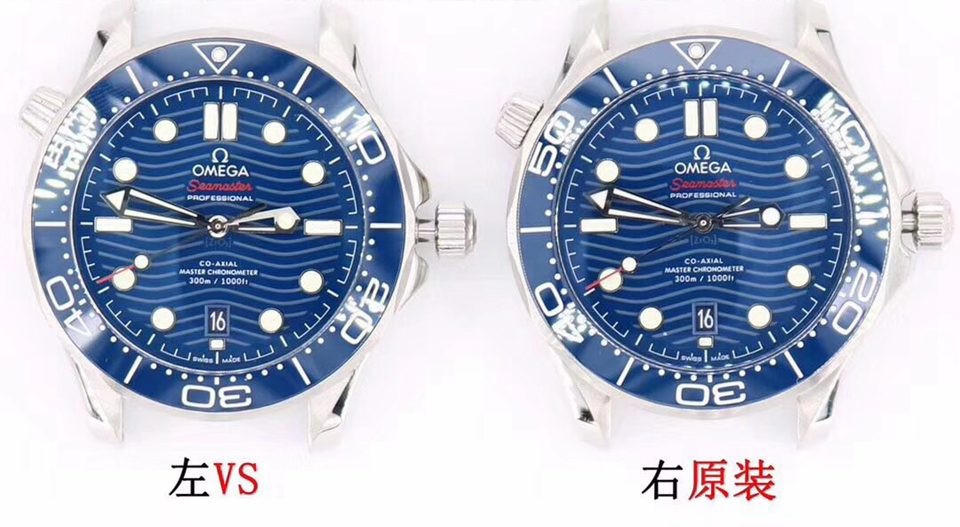 VSOmegaSeamaster 300m comparison OEM evaluation (details comparison) front view