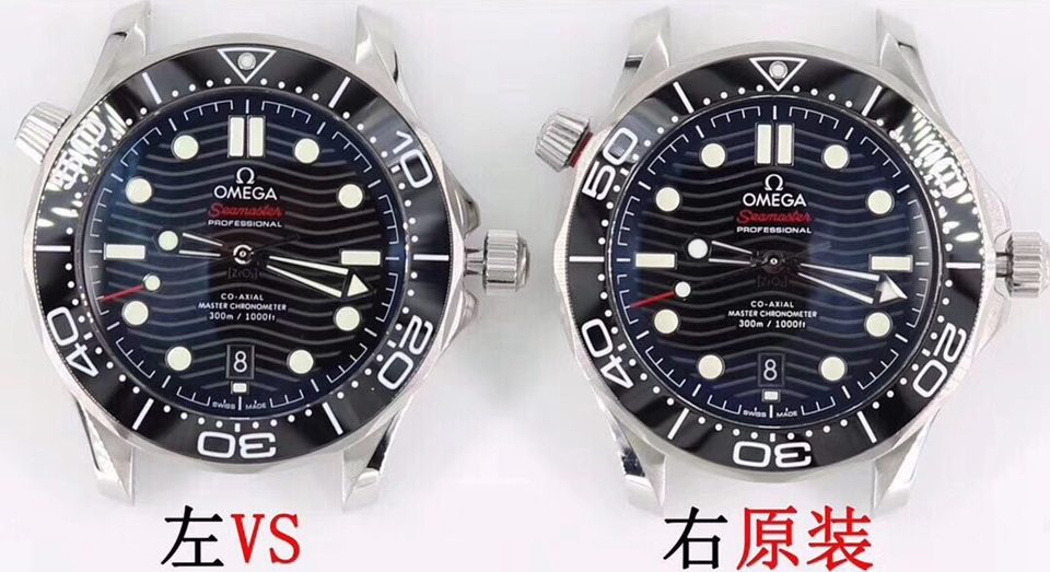 VSOmegaSeamaster 300m comparison OEM evaluation (details comparison) front view