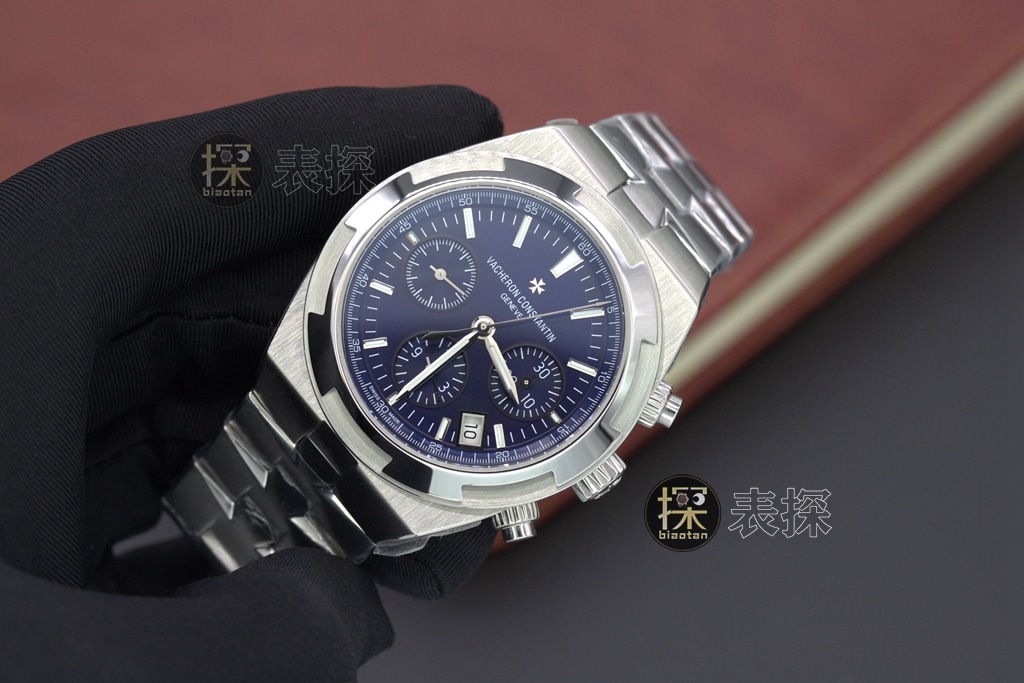 Vacheron Constantin1:1replica watch,8F white steel blue dialchronographlumesteel bracelet front view