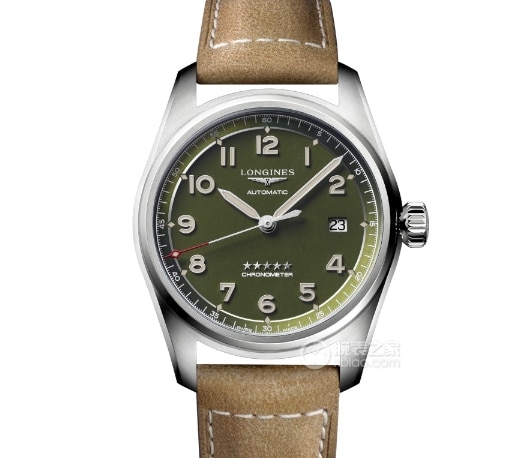 cf factory pioneer Longines1:1replica watch green diallume brown leather bracelet