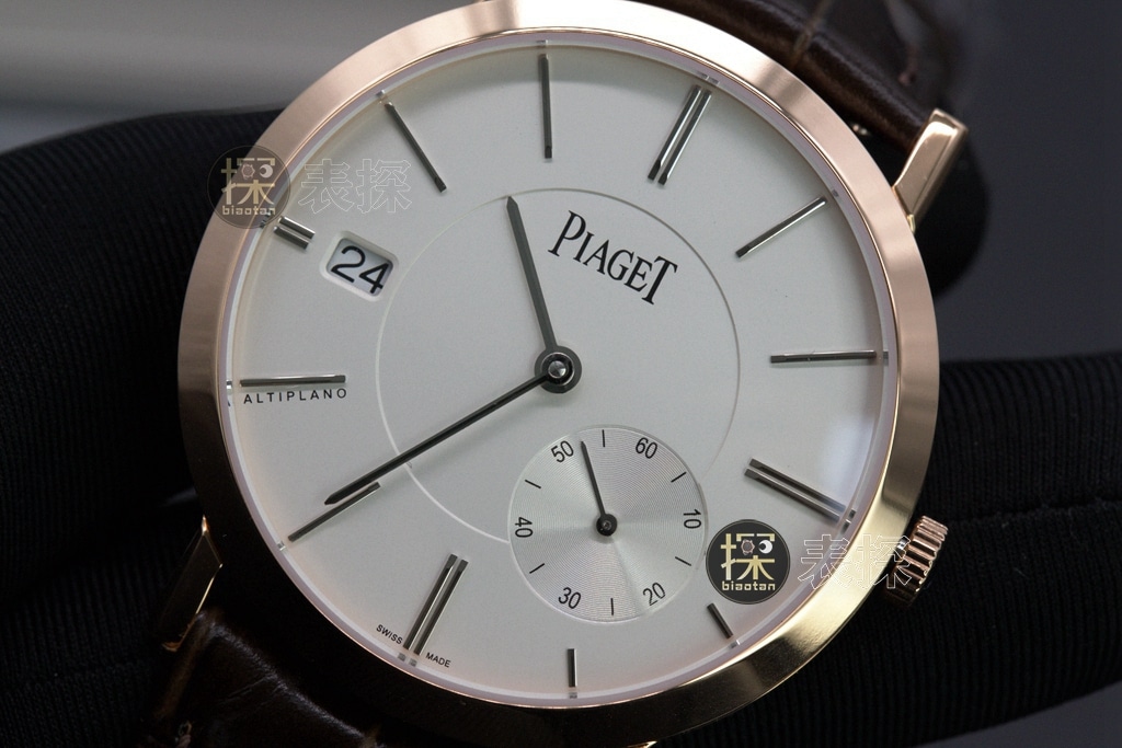 TW factory Piaget watch 18Kchronographwhite dial brown leather bracelet front view