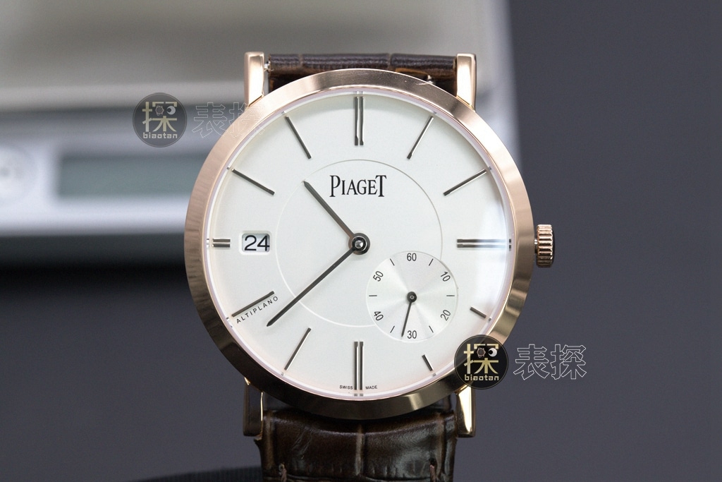 TW factory Piaget watch 18Kchronographwhite dial brown leather bracelet front view