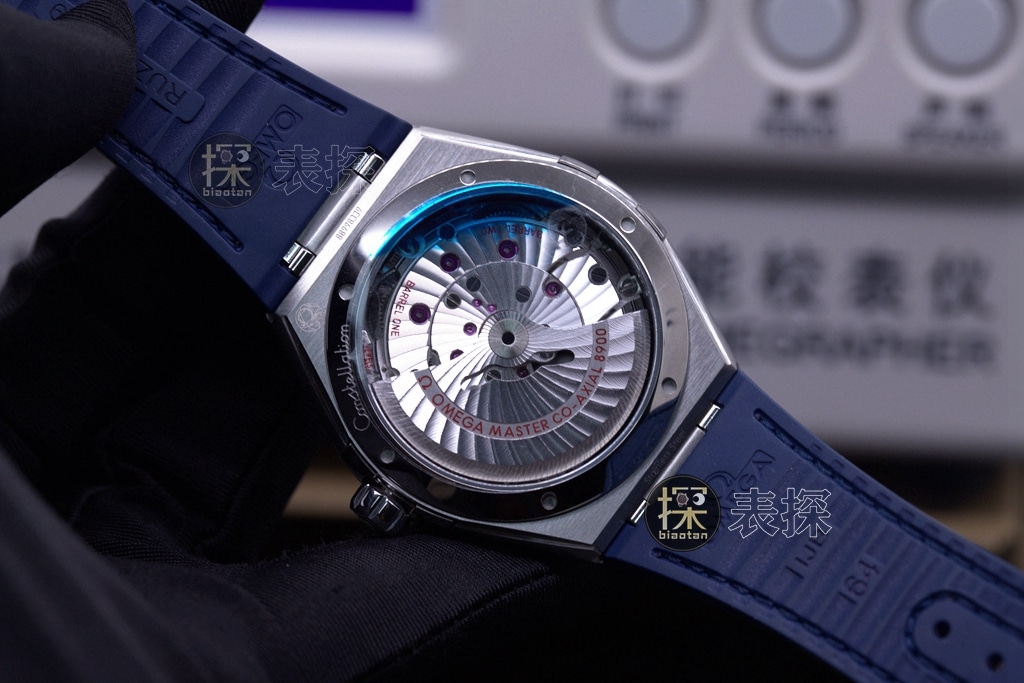 VS fifth generation constellation Omega1:1replica watch hoop white diallumechronograph blue leather braceletmovement chart