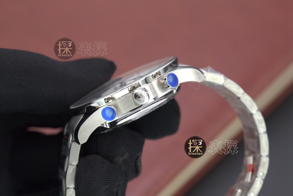 zf factory Portuguese IWC1:1replica watch white dialchronographsteel bracelet side view