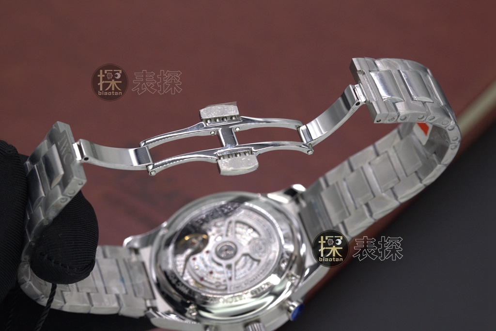 zf factory Portuguese IWC1:1replica watch white dialchronographsteel braceletclasp picture
