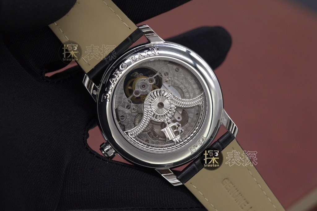YS factory Blancpain1:1replica watch white dialchronographtourbillon black leather braceletmovement picture