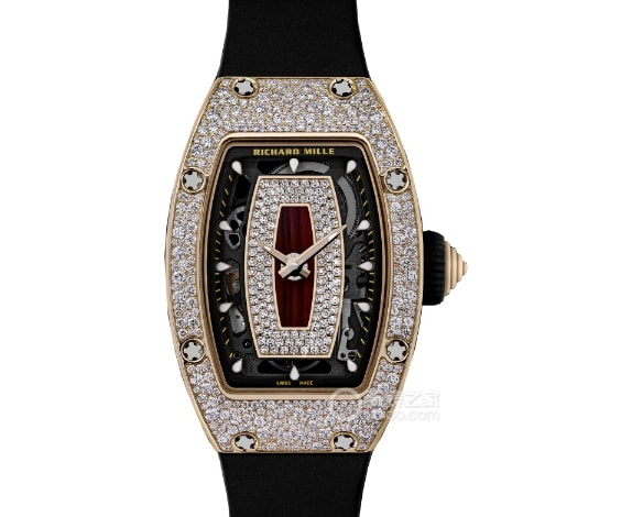 RM007-1 Richard Mille collectible watches for women with full diamonds and black disk black rubber band