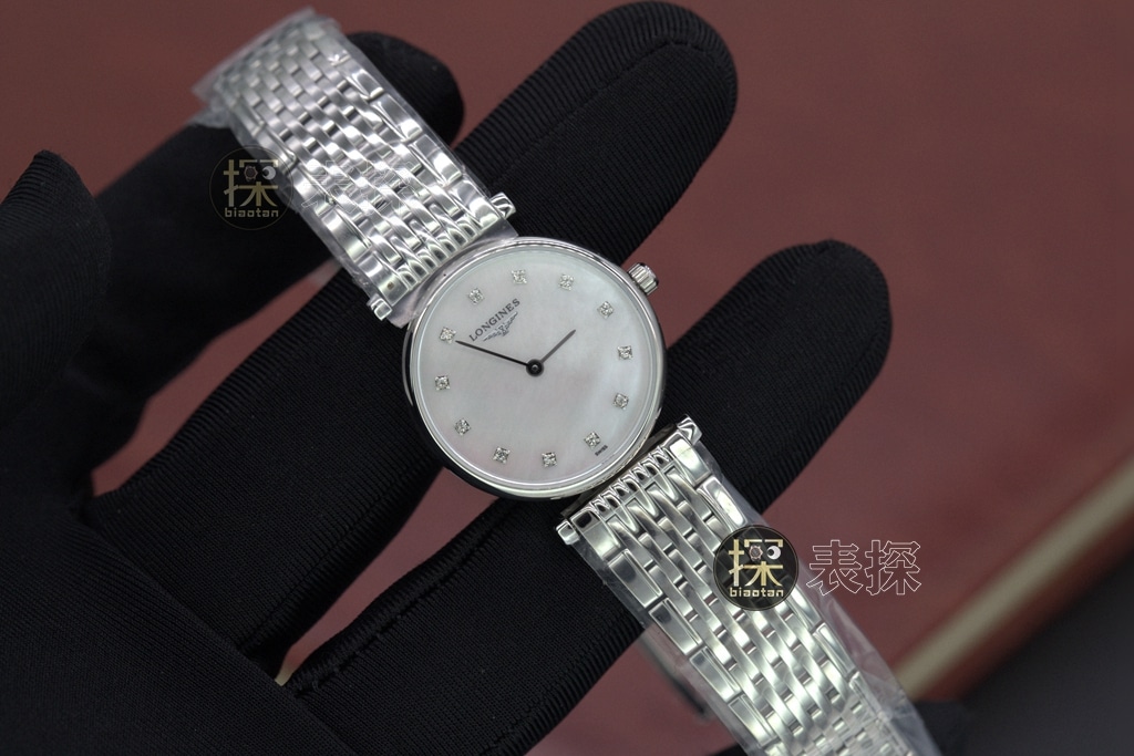 Jialan series Longines1:1replica hand bezel diamond white dialsteel bracelet front view