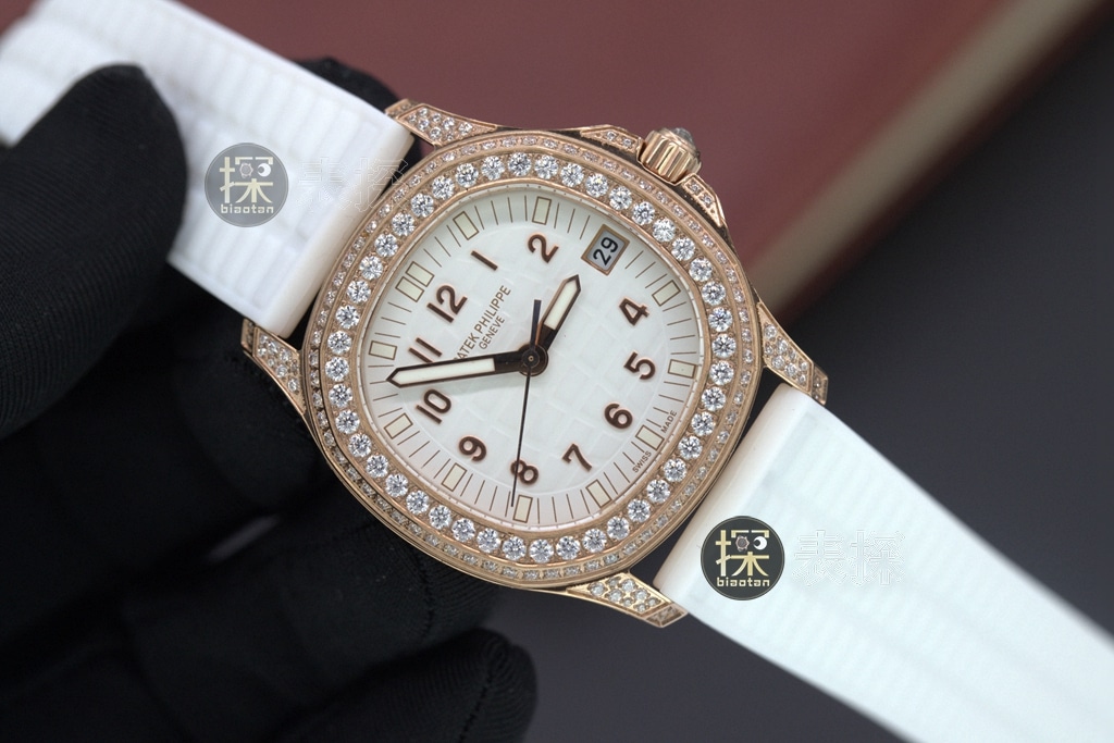Grenade series Patek Philippe1:1replica watch women's 18Kwhite dial ring diamond lumerubber strap front view