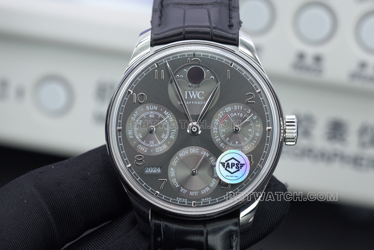 APSIWC Portuguese series perpetual calendar top-tier replicamoon phase watch gray plate