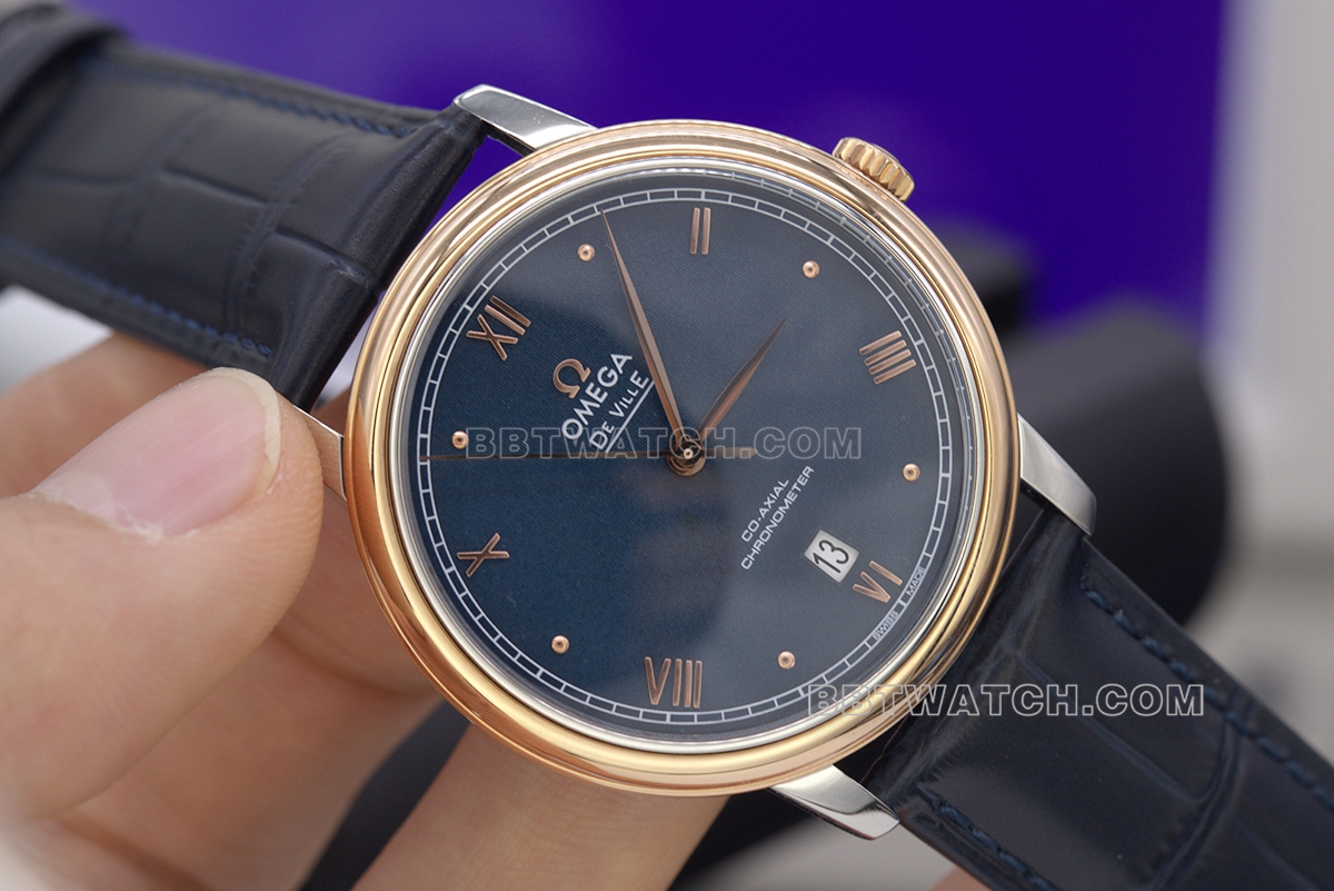 A+ Omega Butterfly Top collectible watches Rose Gold Blue Plate 39.5mm for Men