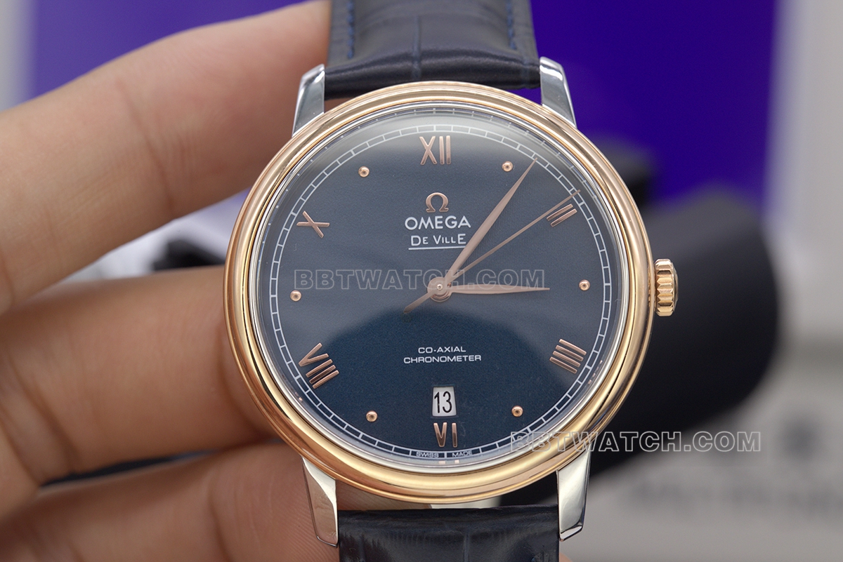 A+ Omega Butterfly Top collectible watches Rose Gold Blue Plate 39.5mm for Men