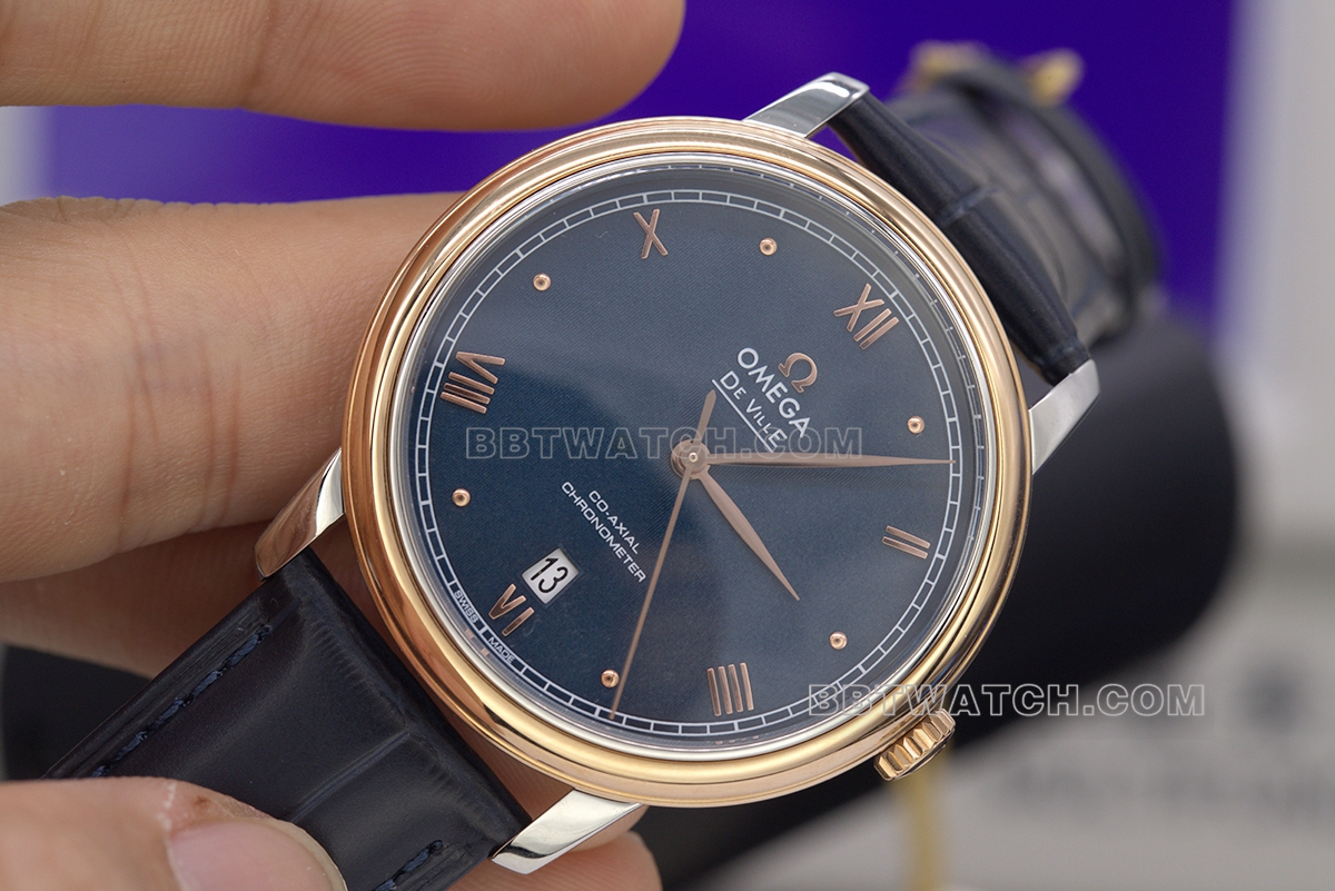 A+ Omega Butterfly Top collectible watches Rose Gold Blue Plate 39.5mm for Men
