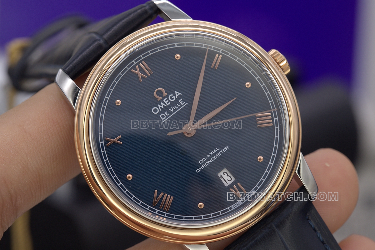 A+Omega Diefei top-tier watch rose goldblue dial 39.5mm men's cloth texture surface