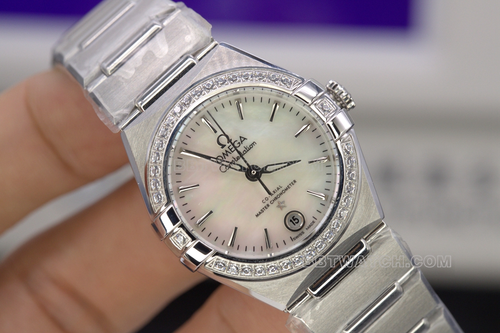 TW Omega collectible watches Constellation Women's 29mm Bezel Diamond Mother of Pearl Face
