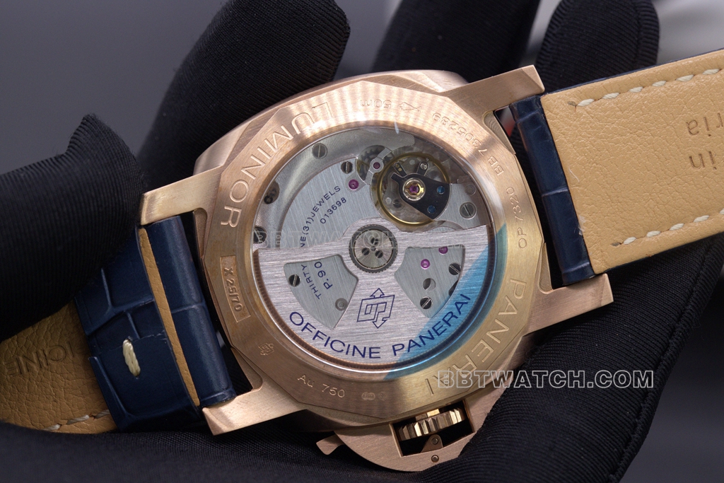 VS FactoryPAM01114Panerai1:1replica watch rose goldblue dialmovement picture