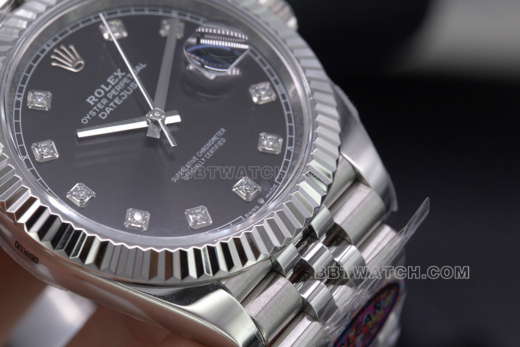 C factory Rolex log 41mm top-tier watch black diamond face men's business casual 6 o'clock anti-replicaing mark