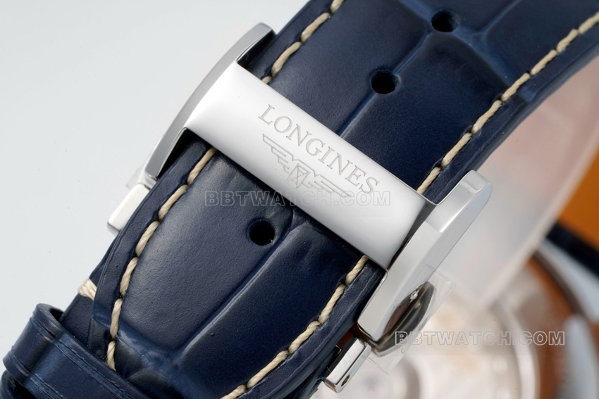APS factory Longines watchmaking tradition super cloneblue dialmoon phaseleather strap model L2.909.4.92.0braceletlive photos