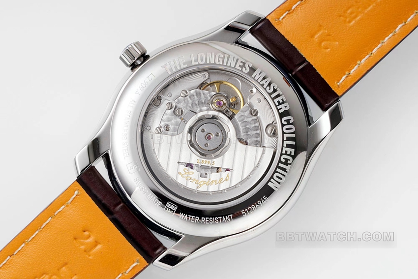 APS factory Longines watchmaking traditional top-tier 1:1high-quality replicasilver dialmoon phaseleather strap model L2.909.4.77.3caseback live photo