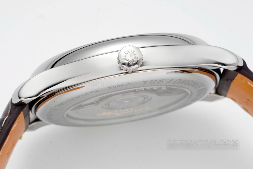 APS factory Longines watchmaking tradition super clonesilver dialmoon phaseleather strap model L2.909.4.78.3side live photo