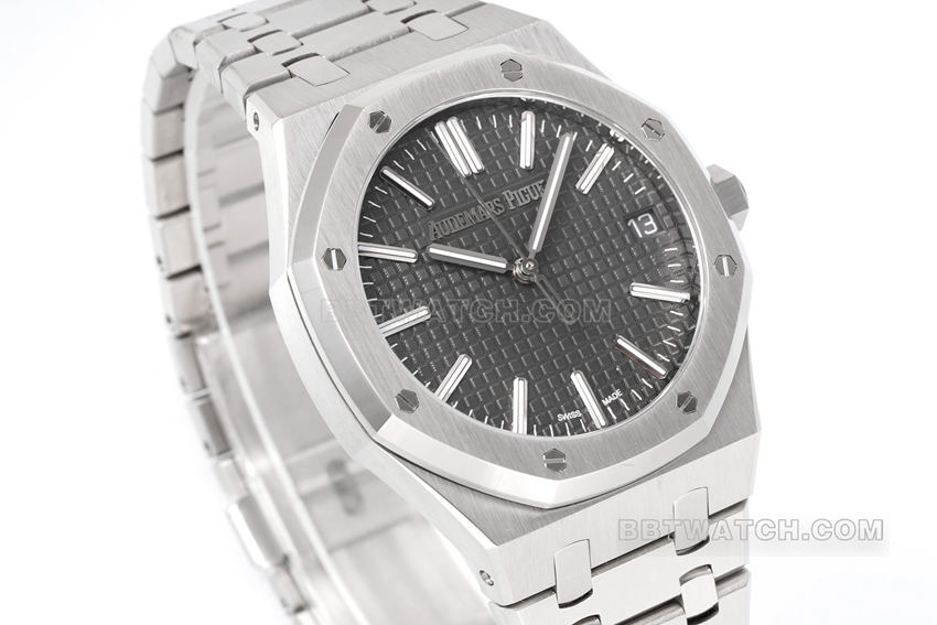 APS factory Audemars PiguetRoyal Oaktop-tier 1:1super gray plate steel bracelet model 15510ST.OO.1320ST.10front live photo