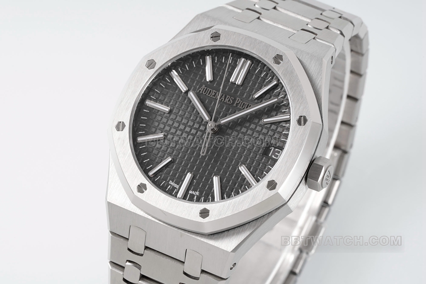 APS factory Audemars PiguetRoyal Oaktop-tier 1:1super gray plate steel bracelet model 15510ST.OO.1320ST.10front live photo