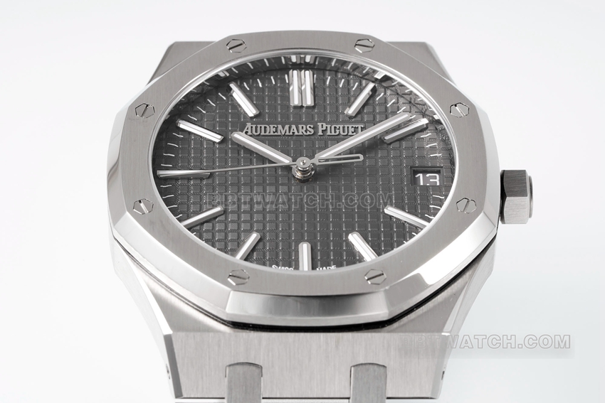 APS factory Audemars PiguetRoyal Oaktop-tier 1:1super gray plate steel bracelet model 15510ST.OO.1320ST.10front live photo
