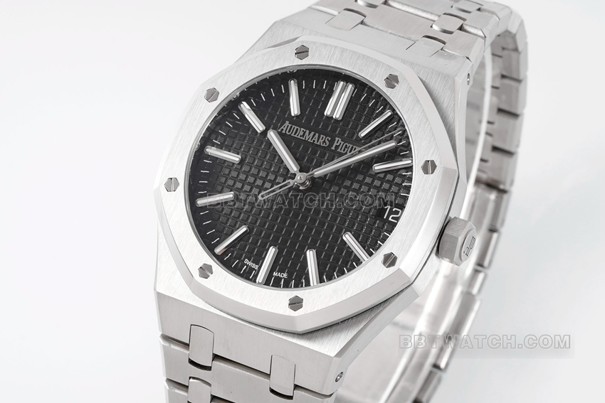 APS factory Audemars PiguetRoyal Oak1:1super cloneblack dialsteel bracelet model 15510ST.OO.1320ST.07front live photo
