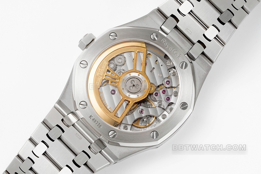 APS factory Audemars PiguetRoyal Oak1:1super clonesilver dialsteel bracelet model 15510ST.OO.1320ST.08caseback live photo