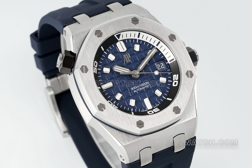 APS factory Audemars PiguetRoyal Oak offshore type 1:1top-tier sea blue dial rubber model 15720ST.OO.A027CA.01front live photo
